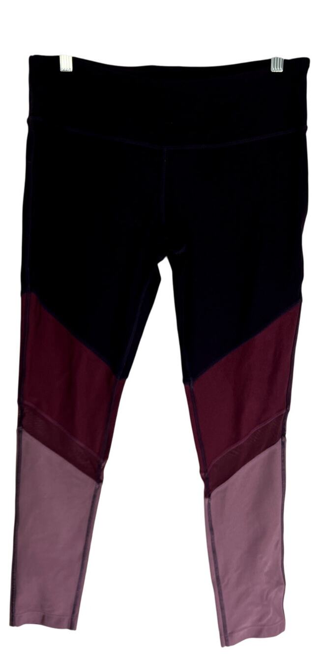 Mondetta Maroon Pink Compression Color Blocking Casual Athletic Workout Leggings